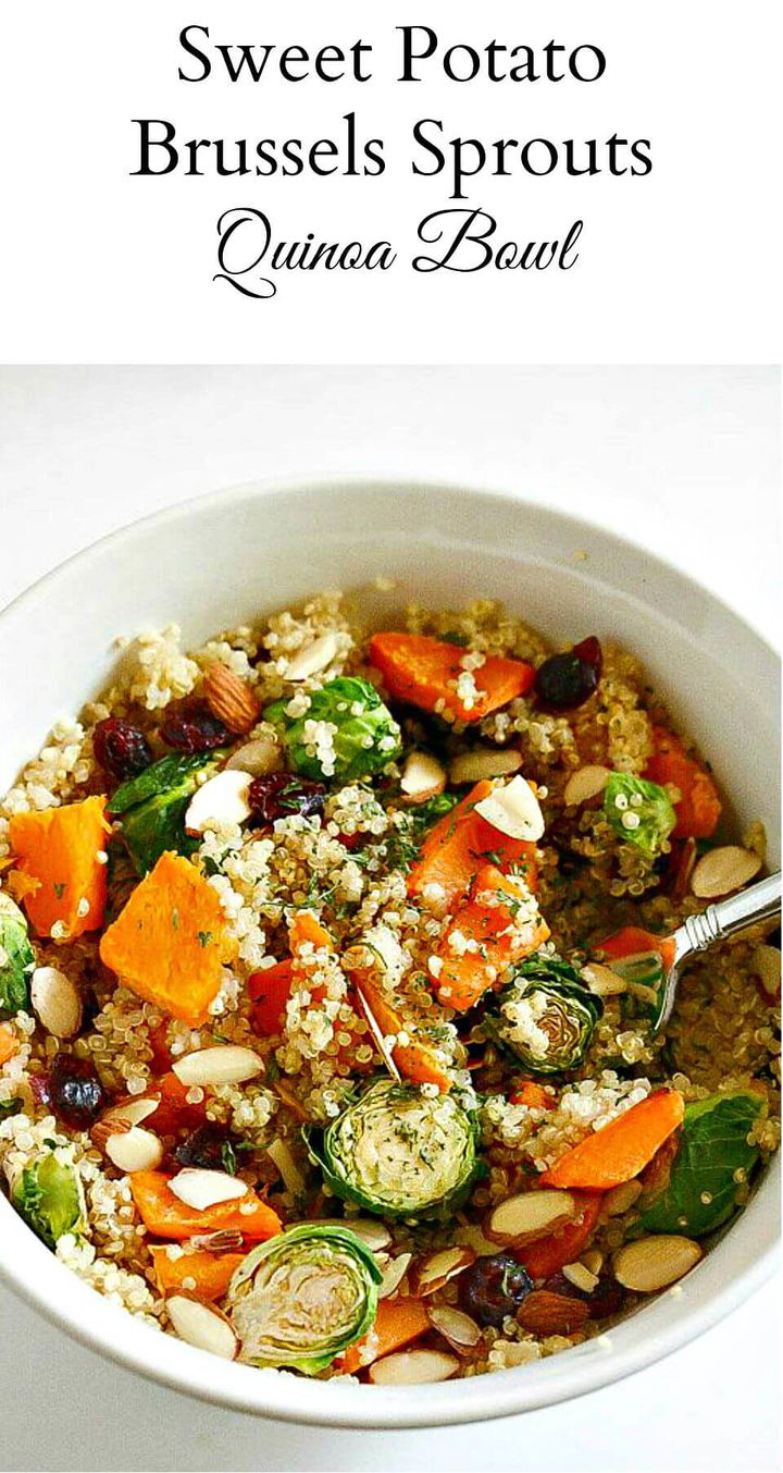 Sweet Potato Brussels Sprouts Quinoa Bowl