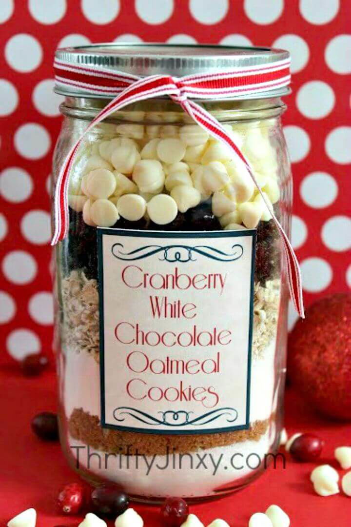 How to Make Cranberry White Chocolate Oatmeal Cookie in a Jar Recipe 