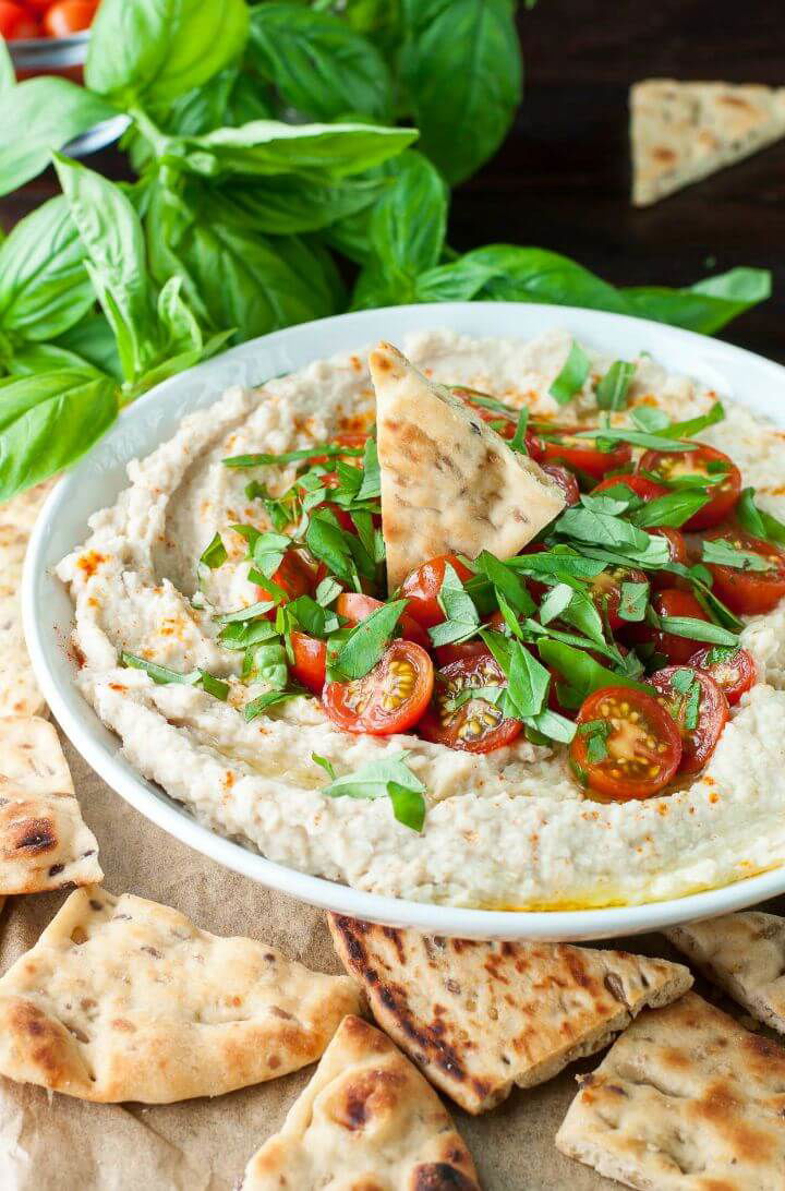 Tomato Basil Vegan White Bean Dip Recipe