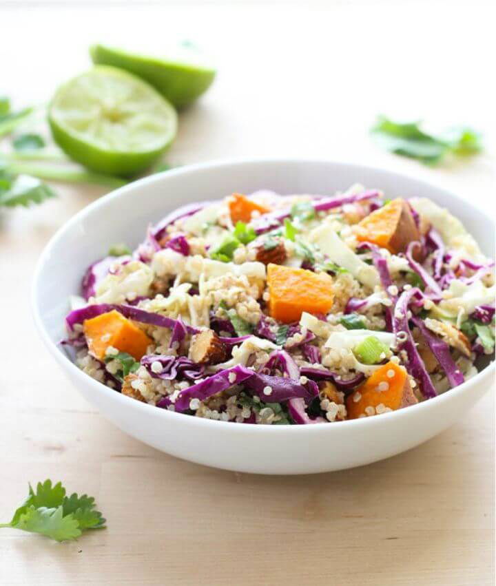 Crunchy Quinoa Power Bowl with Almond Ginger Dressing