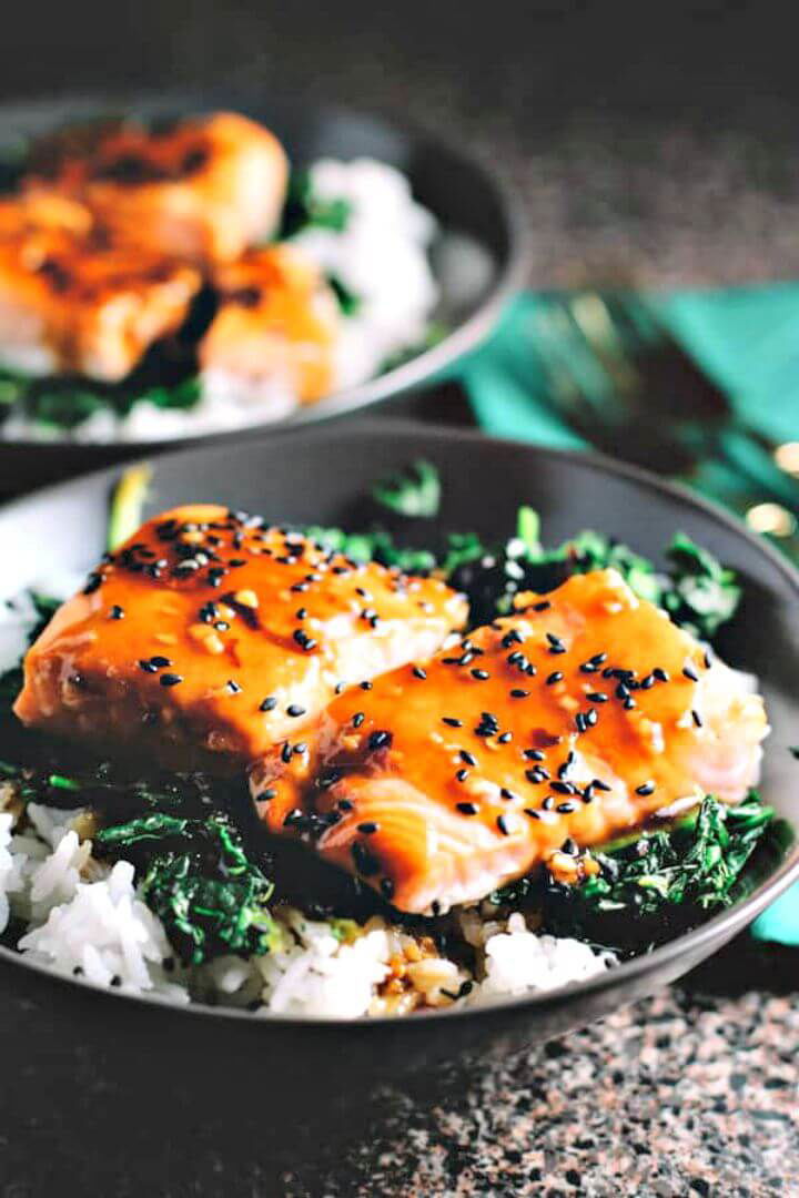 Asian Salmon and Spinach Rice Bowls