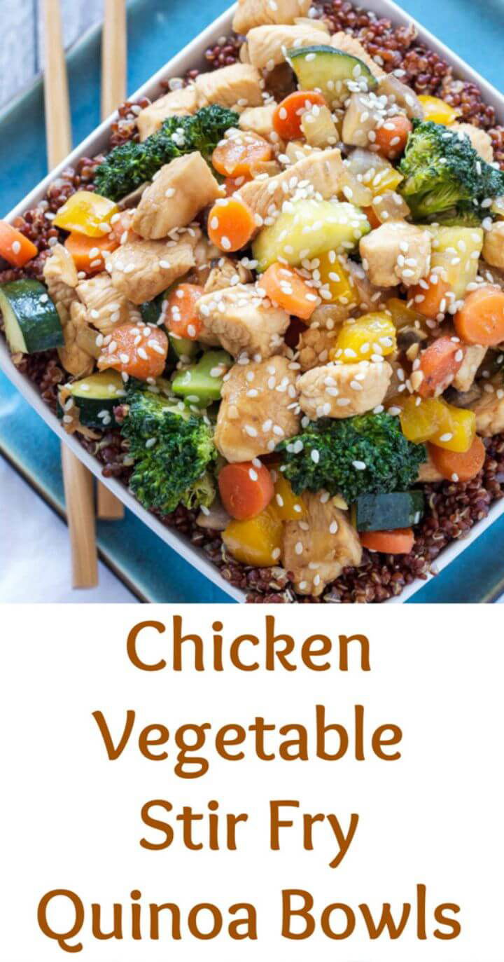 Prepare Chicken and Vegetable Stir Fry Quinoa Bowls